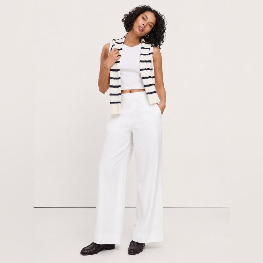 NWT! Banana Republic Wide-Leg High-Rise Linen-Blend Pant -  🩷